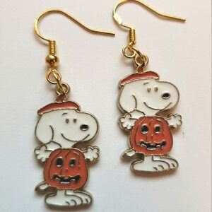 Handmade Peanuts Charlie Brown Halloween Pumpkin Snoopy Earrings